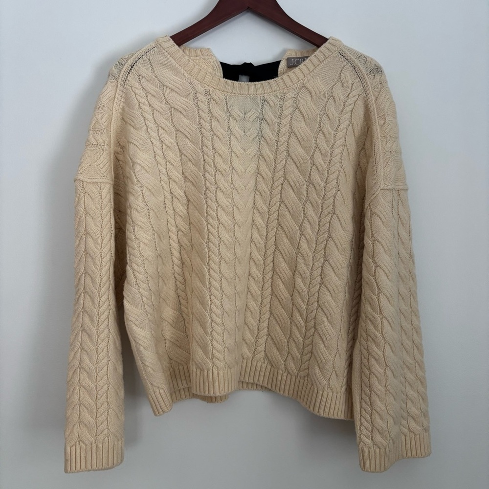 J CREW | Cream Cable Knit Wool Fishermancore Heritage Preppy Sweater | Size M